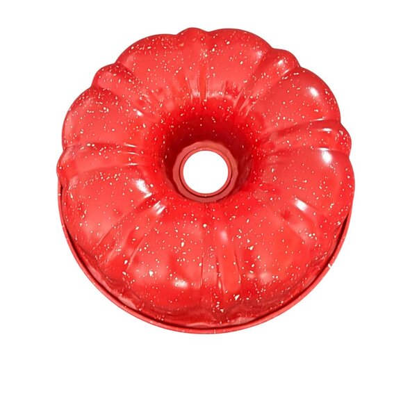 Red Speckled Nonstick Fluted Bundt Cake Pan 10 Inch Diameter - Picture 3 of 4